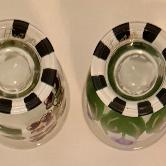 Hand Painted Anchor Hocking Clear Glass Coffee Mugs Pink Purple Floral Set of 4 - Picture 11 of 16